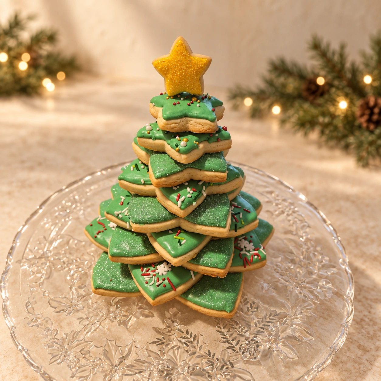Stacked Christmas tree custom cookies